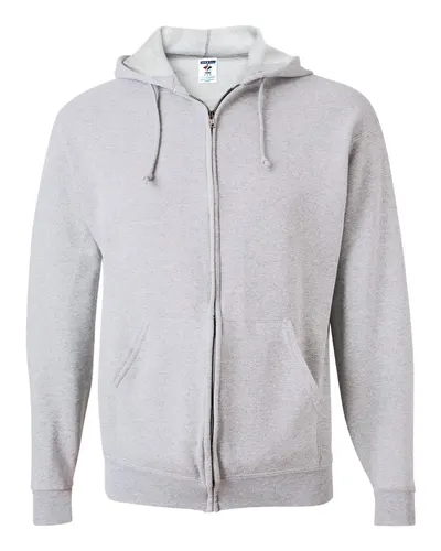 JERZEES 993MR Unisex NuBlend® Full-Zip Hooded Sweatshirt in Ash — blank hooded sweatshirt, front view