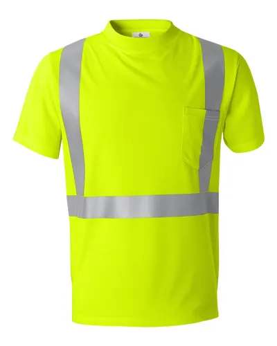 Kishigo 91109111 Unisex High-Performance Microfiber T-Shirt in Lime — blank t-shirt, front view