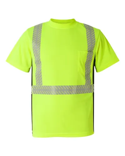 Kishigo 91149115 Unisex Premium Black Series® Breathable Tape Class 2 T-Shirt in Lime — blank t-shirt, front view