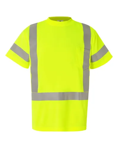 Kishigo 91189119 Unisex Class 3 T-Shirt in Lime — blank t-shirt, front view