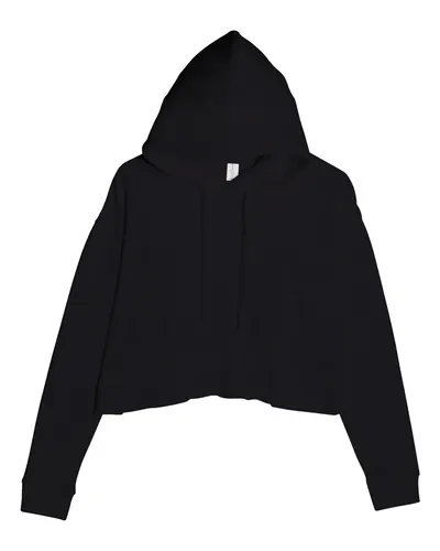 Lane Seven LS12000 Women's Cropped Hoodie Sweatshirt in Black — blank hooded sweatshirt, front view