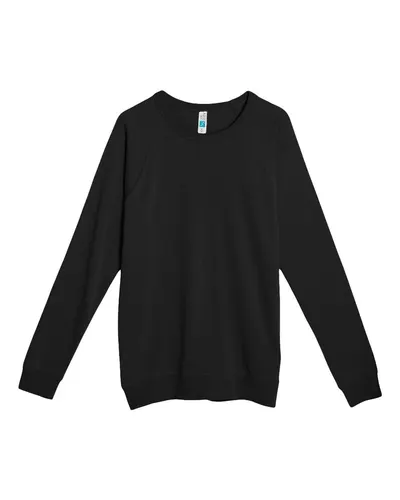 Lane Seven LS13004 Unisex French Terry Crewneck Sweatshirt in Black — blank crewneck sweatshirt, front view