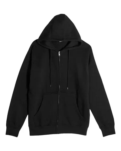 Lane Seven LS14003 Unisex Premium Full-Zip Hoodie Sweatshirt in Black — blank hooded sweatshirt, front view