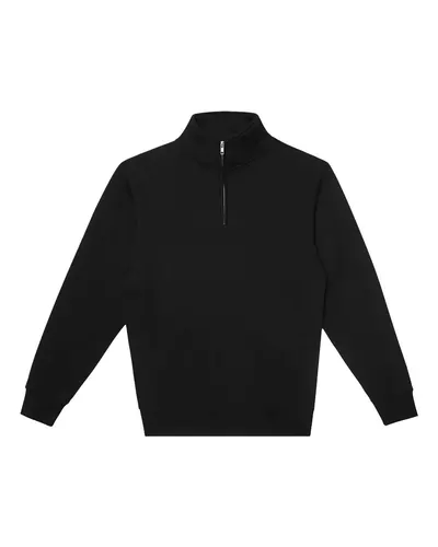 Lane Seven LS14014 Unisex Premium Quarter-Zip Pullover in Black — blank garment, front view