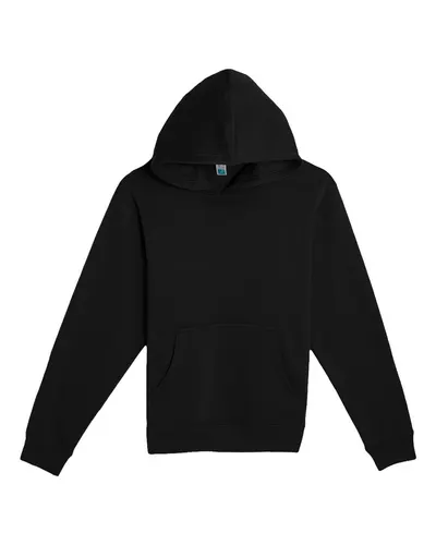 Lane Seven LS1401Y Youth Premium Hoodie Sweatshirt in Black — blank hooded sweatshirt, front view
