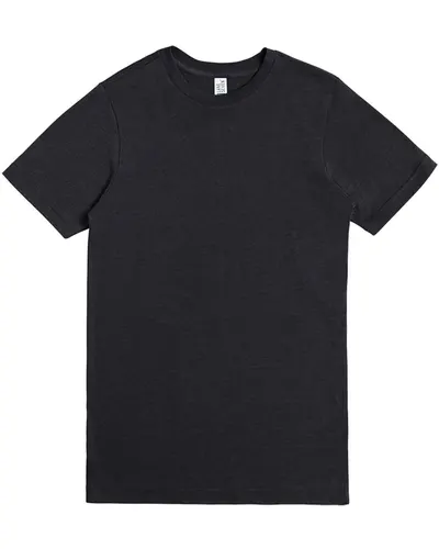 Lane Seven LS15000CVC Unisex Deluxe CVC Tee in Black Heather — blank t-shirt, front view