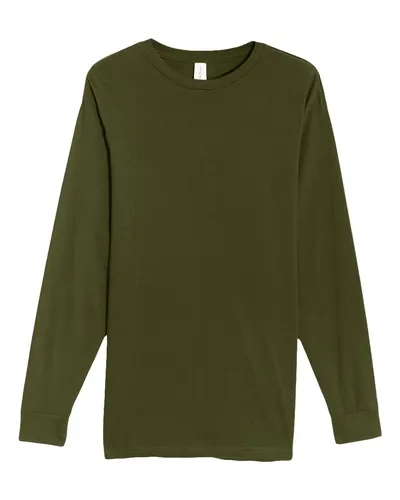 Lane Seven LS15009 Unisex Heavyweight Long Sleeve Tee in Army Green — blank long sleeve tee, front view