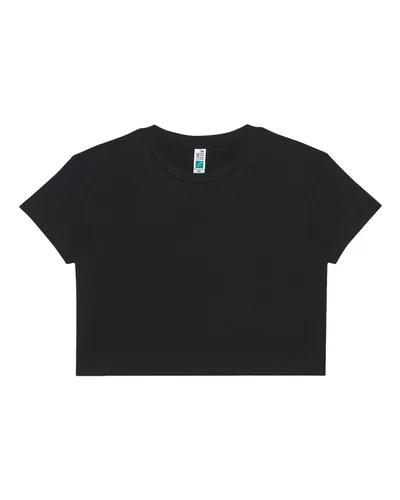 Lane Seven LS86000GD Women's Garment-Dyed Urban Cropped Tee in Pigment Black — blank t-shirt, front view