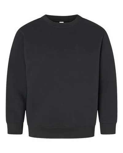 LAT 2225 Youth Crewneck Sweatshirt in Black — blank crewneck sweatshirt, front view