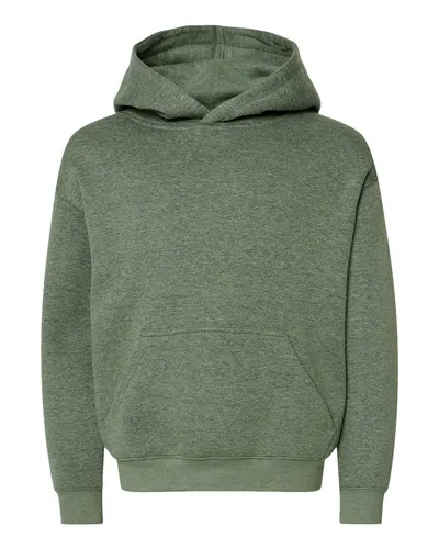 LAT 2296 Youth Hoodie Sweatshirt in Bamboo Blackout — blank hooded sweatshirt, front view