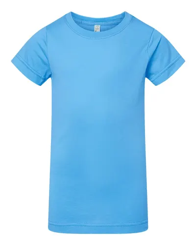 LAT 2616 Girls' Fine Jersey Tee in Aqua — blank t-shirt, front view
