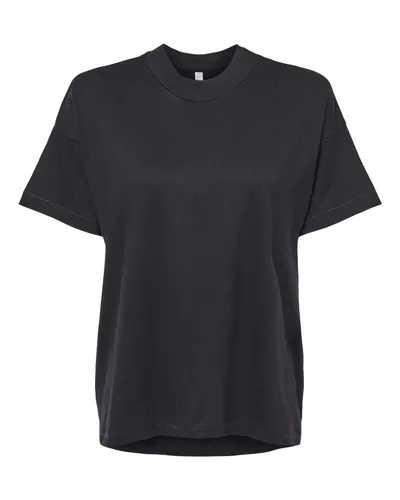 LAT 3519 Women's Hi-Lo Tee in Black — blank t-shirt, front view