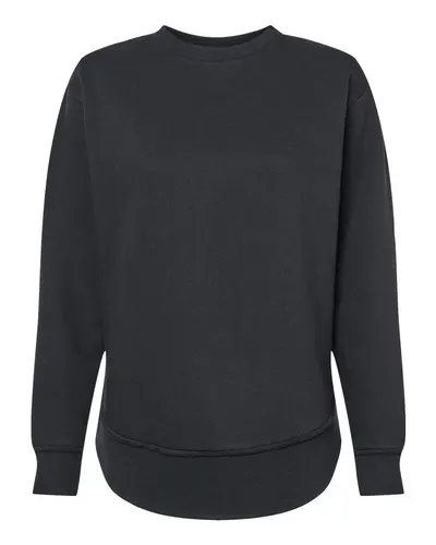 LAT 3525 Women's Weekend Crewneck Sweatshirt in Black — blank crewneck sweatshirt, front view