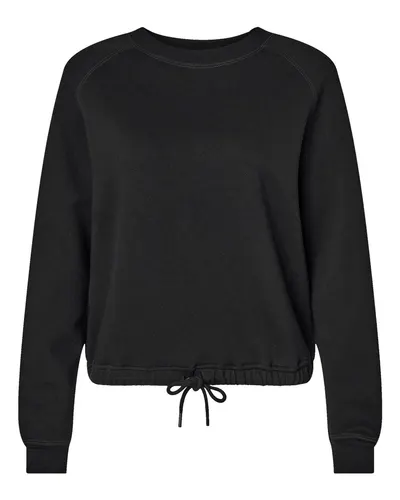 LAT 3528 Women's Relaxed Boxy Crewneck Sweatshirt in Black — blank crewneck sweatshirt, front view