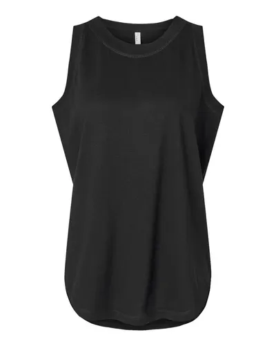 LAT 3592 Women's Relaxed Fine Jersey Tank in Black — blank tank top, front view