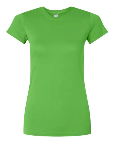 LAT 3616 Women's Fitted Fine Jersey Tee in Apple — blank t-shirt, front view
