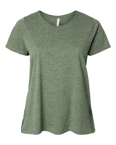 LAT 3816 Women's Curvy Collection Fine Jersey Tee in Bamboo Blackout — blank t-shirt, front view