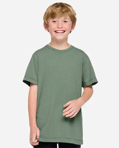 LAT 6102 Youth Vintage Wash Tee in Washed Basil — blank t-shirt, front view