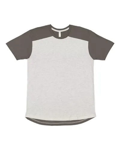 LAT 6911 Unisex Forward Shoulder Fine Jersey Tee in Ash/ Charcoal — blank t-shirt, front view
