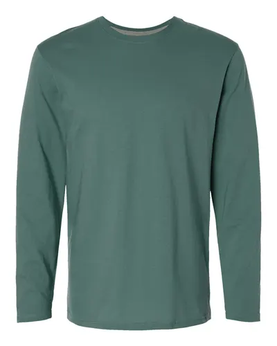LAT 6918 Unisex Fine Jersey Long Sleeve Tee in Basil — blank long sleeve tee, front view