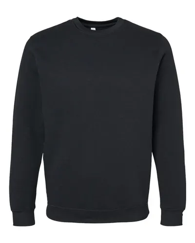 LAT 6925 Unisex Elevated Fleece Crewneck Sweatshirt in Black — blank crewneck sweatshirt, front view
