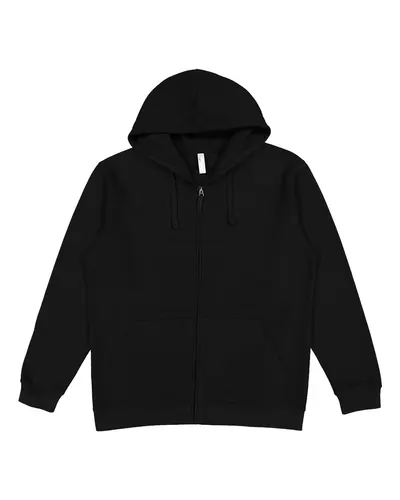 LAT 6927 Unisex Full-Zip Hoodie Sweatshirt in Black — blank hooded sweatshirt, front view