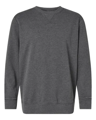 LAT 6935 Unisex Vintage Wash Crewneck Sweatshirt in Washed Black — blank crewneck sweatshirt, front view