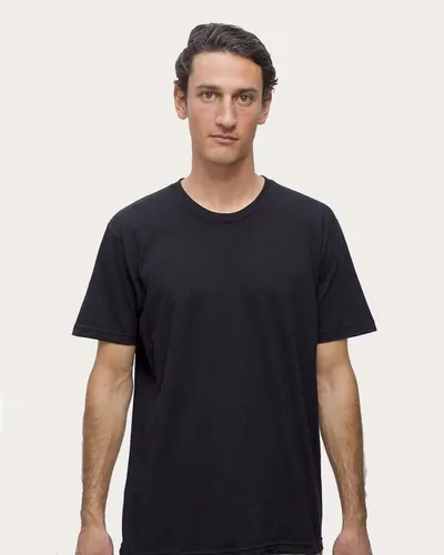 Los Angeles Apparel 20001 Unisex USA-Made Fine Jersey T-Shirt in Black — blank t-shirt, front view