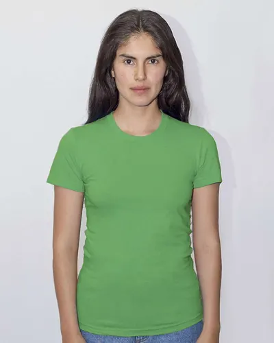 Los Angeles Apparel 21002 Women's USA-Made Fine Jersey T-Shirt in Grass Green — blank t-shirt, front view