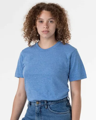 Los Angeles Apparel TR01 Unisex USA-Made Triblend T-Shirt in Athletic Blue — blank t-shirt, front view