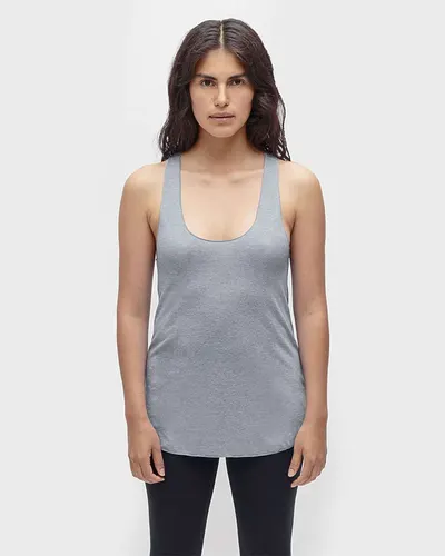 Los Angeles Apparel TR3008 Women's USA-Made Triblend Racerback Tank Top in Athletic Grey — blank tank top, front view