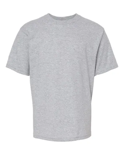 M&O 4850 Youth Gold Soft Touch T-Shirt in Athletic Grey — blank t-shirt, front view