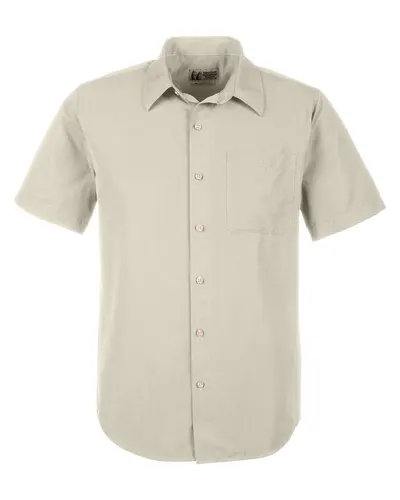 Marmot M14116 Men's AirExchange Short Sleeve Woven Shirt in Sandbar — blank woven shirt, front view