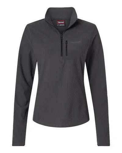 Marmot M16745 Women's Air Fleece Quarter-Zip Pullover in Blackened — blank fleece pullover, front view