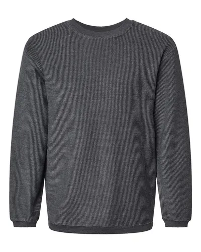 MV Sport 19179 Unisex Corded Crewneck Sweatshirt in Charcoal — blank crewneck sweatshirt, front view