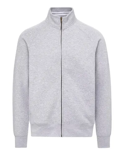 MV Sport 25157 Men's Vintage Fleece Track Jacket in Heather Gray — blank jacket, front view