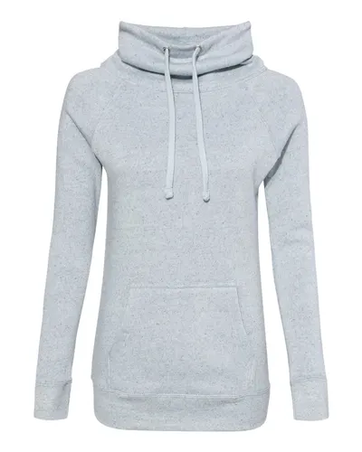 MV Sport W20155 Women’s Space-Dyed Cowl Neck Sweatshirt in Light Blue — blank crewneck sweatshirt, front view