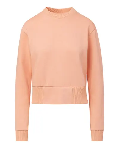 MV Sport W22106 Women's Romi Cloud Fleece Crop Crewneck Sweatshirt in Creamsicle — blank crewneck sweatshirt, front view