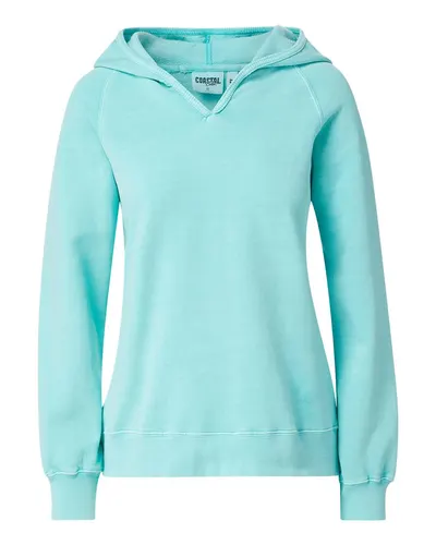 MV Sport W24707 Women's Coastal Color™ Hooded Sweatshirt in Barbados Blue — blank hooded sweatshirt, front view