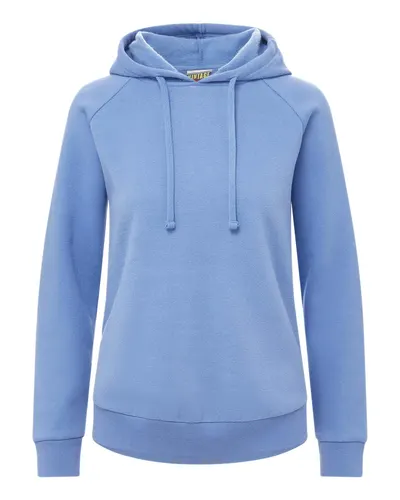 MV Sport W25164 Women's Vintage Fleece Hooded Sweatshirt in Blue Iris — blank hooded sweatshirt, front view