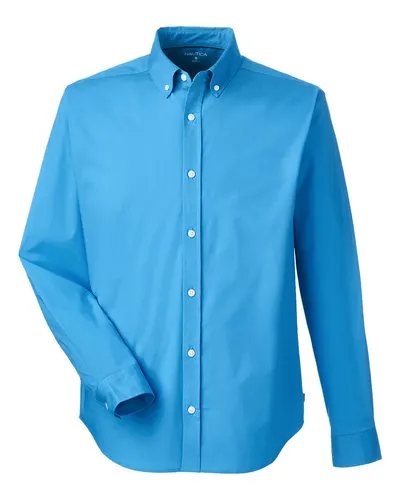 Nautica N17170 Men's Staysail Shirt in Azure Blue — blank garment, front view