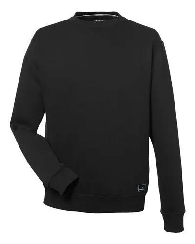 Nautica N17175 Unisex Anchor Fleece Crewneck Sweatshirt in Black — blank crewneck sweatshirt, front view