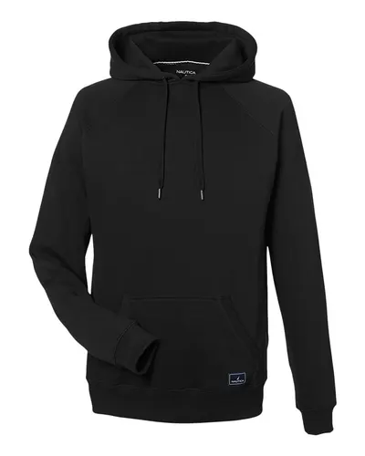 Nautica N17199 Unisex Anchor Fleece Hooded Sweatshirt in Black — blank hooded sweatshirt, front view