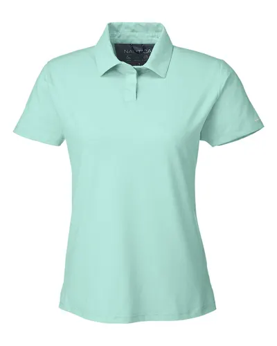 Nautica N17923 Women's Saltwater Polo in Cool Mint — blank polo, front view