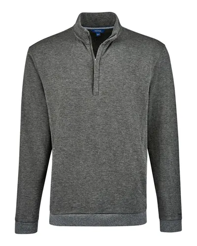 Nautica N18090 Unisex Explorer Fleece Quarter-Zip Pullover in Charcoal Heather — blank fleece pullover, front view