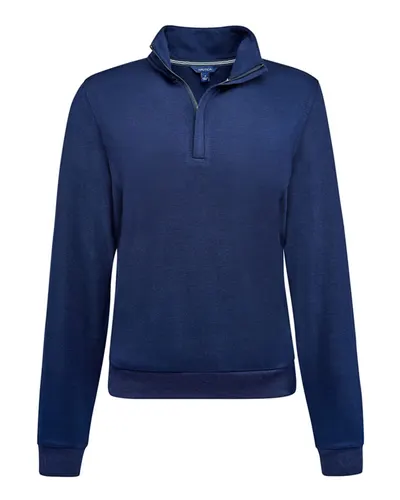 Nautica N18091 Women's Explorer Fleece Quarter-Zip Pullover in Navy — blank fleece pullover, front view