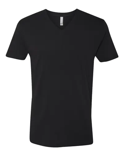 Next Level 3200 Unisex Cotton V-Neck T-Shirt in Black — blank t-shirt, front view