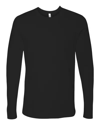Next Level 3601 Unisex Cotton Long Sleeve T-Shirt in Black — blank long sleeve tee, front view