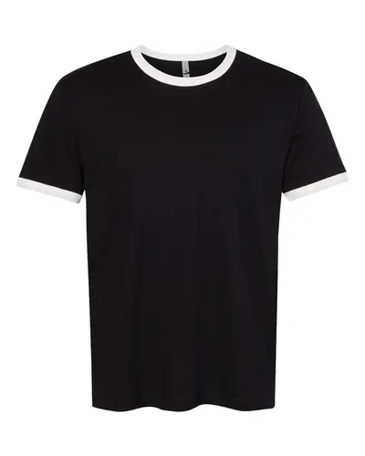 Next Level 3604 Unisex Cotton Ringer T-Shirt in Black/ Natural — blank t-shirt, front view