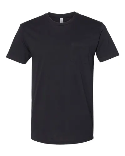 Next Level 3605 Unisex Cotton Pocket T-Shirt in Black — blank t-shirt, front view